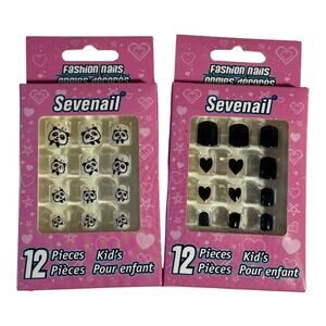 Seven Nail Kid Nails Fashion Nail Decor 24 pieces - Panda and Black Hears